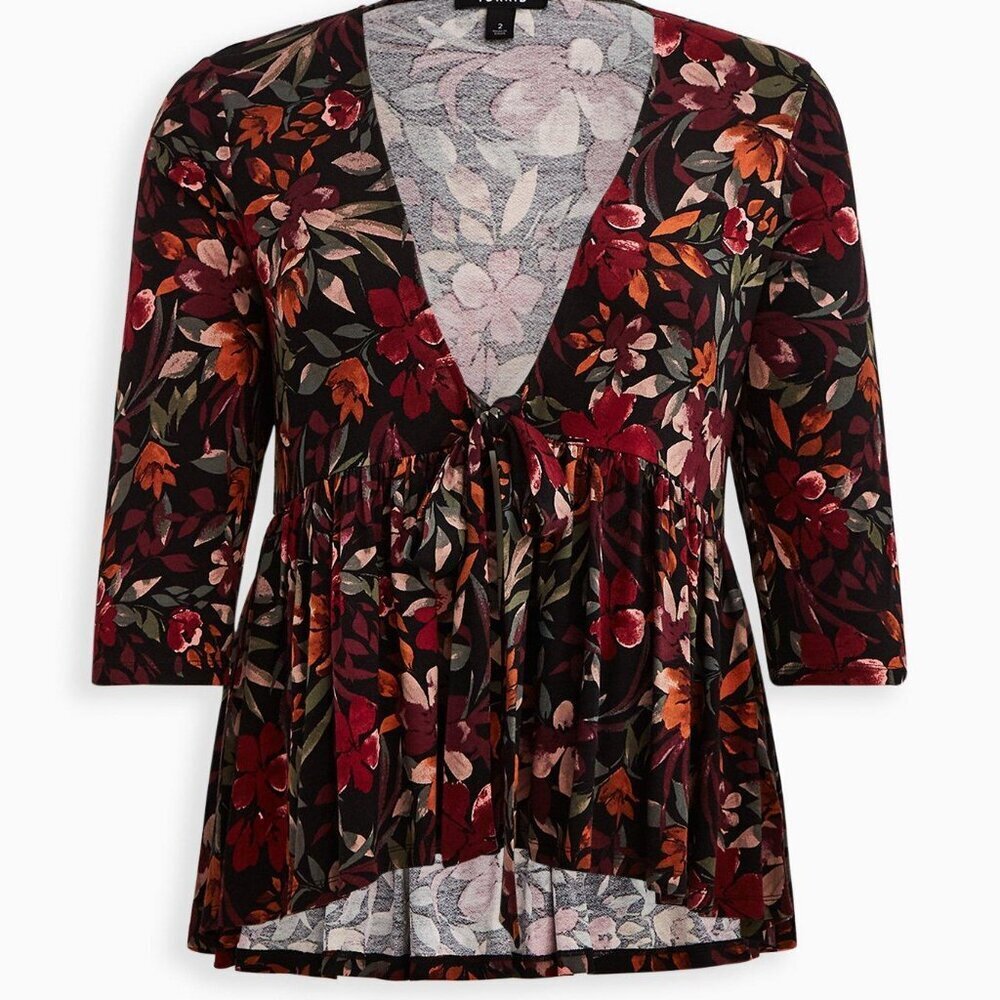 Knit Baby Doll Jacket floral pattern